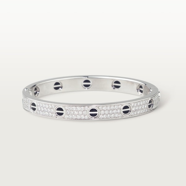 Love bracelet, diamond-paved, ceramic White gold, ceramic, diamonds