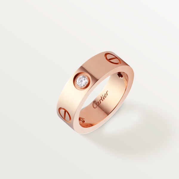 Love ring, 3 diamonds Rose gold, diamonds