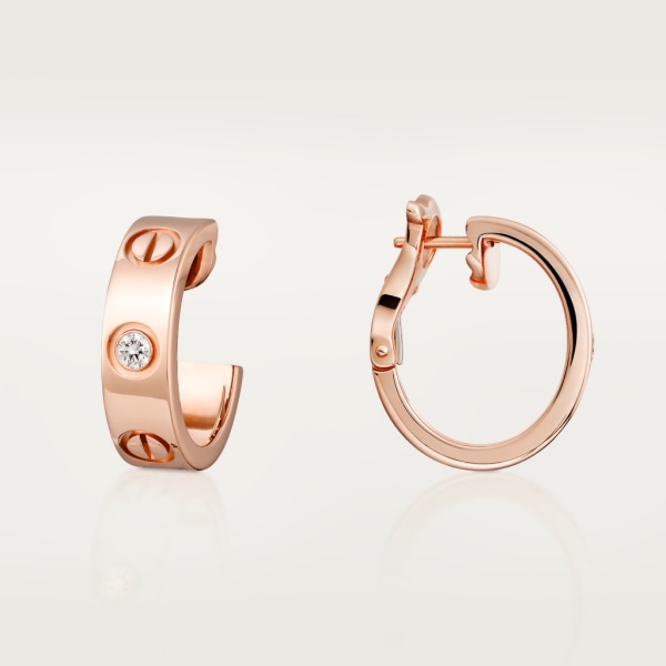 Love earrings Rose gold, diamonds