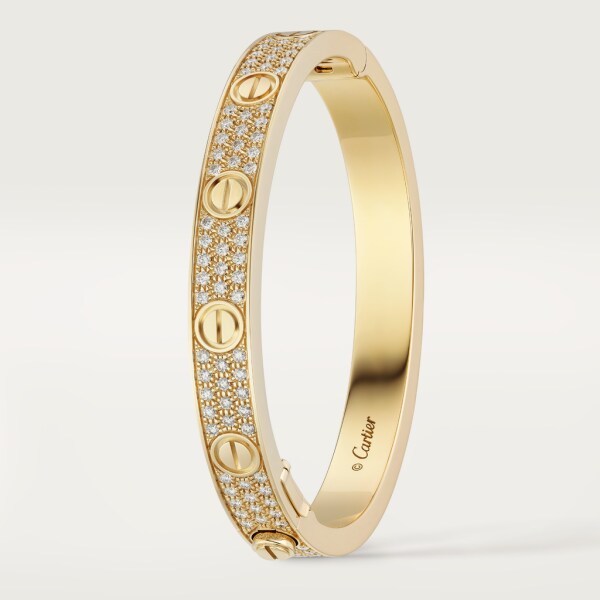 Love bracelet, diamond-paved Yellow gold, diamonds