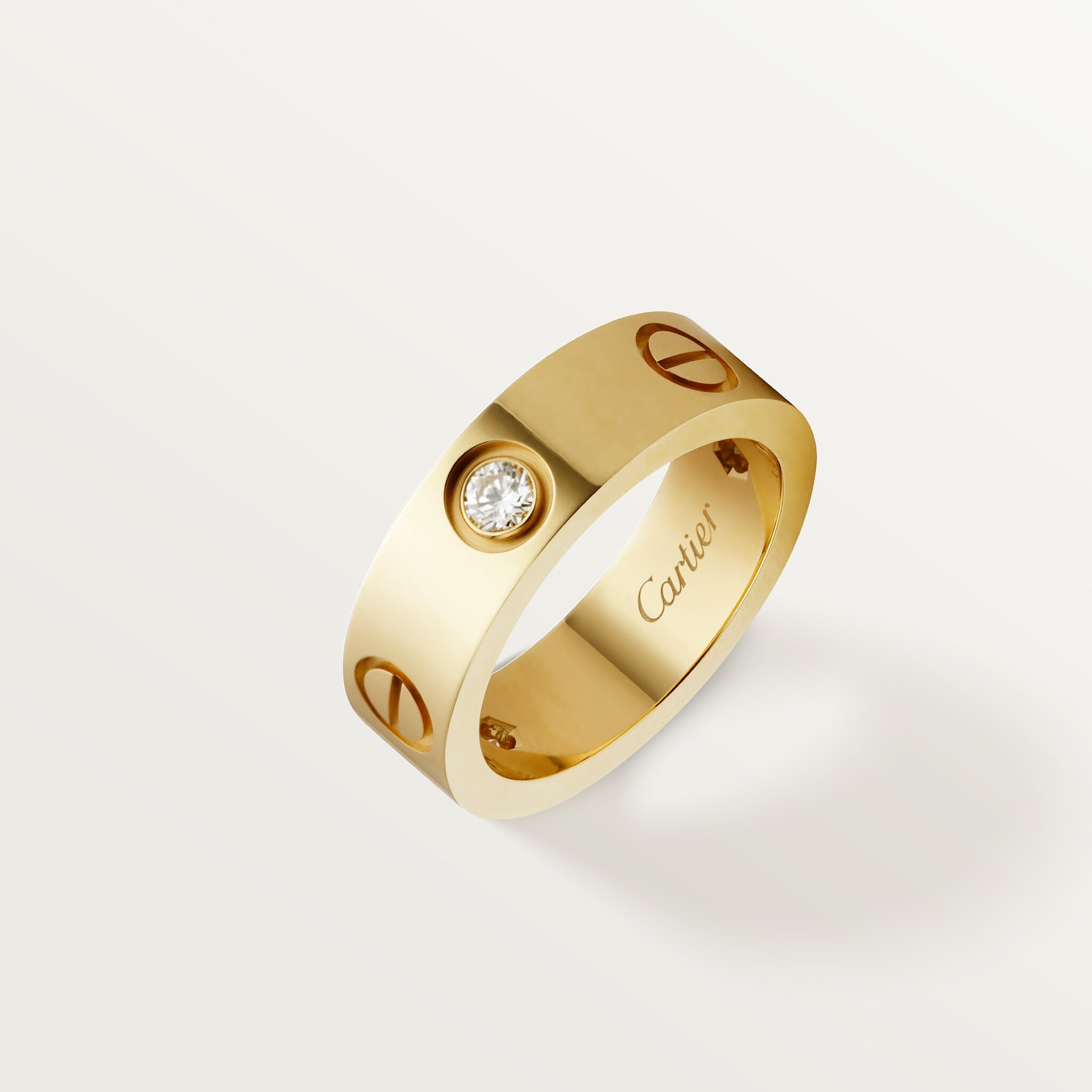 Love ring, classic model, 3 diamondsYellow gold, diamonds