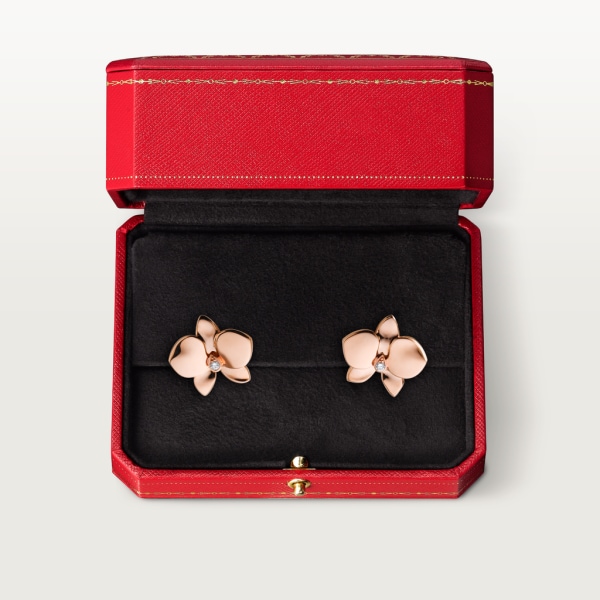 Caresse d’Orchidées par Cartier earrings Rose gold, diamonds