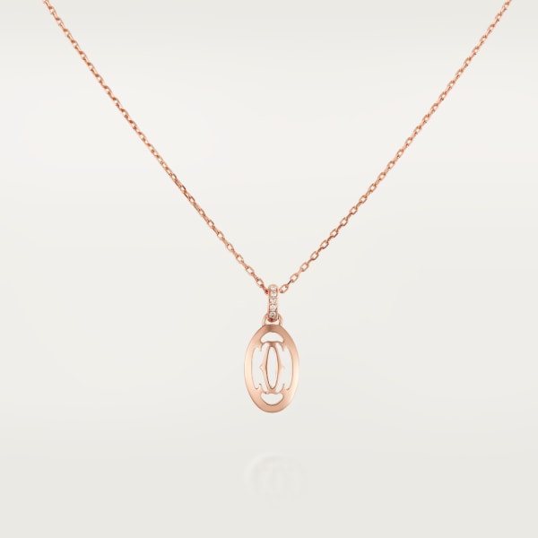 Logo necklace Rose gold, diamonds