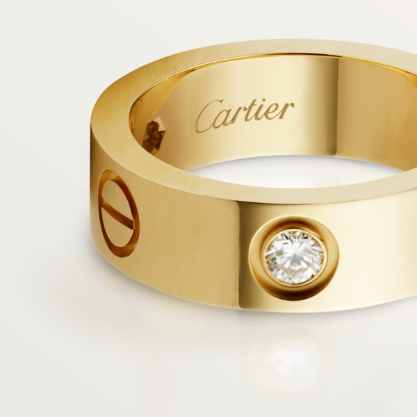 Love戒指，镶嵌3颗钻石 18K黄金，钻石