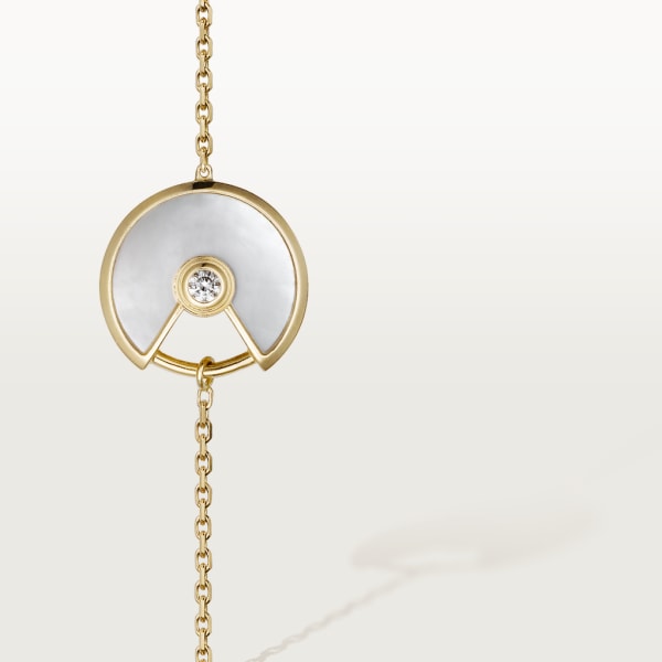 Amulette de Cartier手链，超小号款 黄金，钻石，白色珍珠母贝