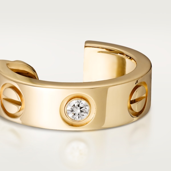 Love耳环，镶嵌2颗钻石 黄金，钻石