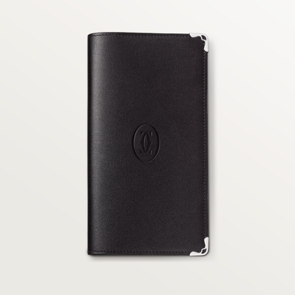 Pocket diary large model, Must de Cartier Black calfskin, palladium finish