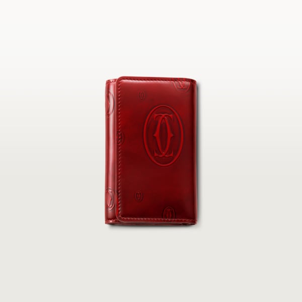 Happy Birthday Small Leather Goods, 6-key key holder Burgundy calfskin, palladium finish