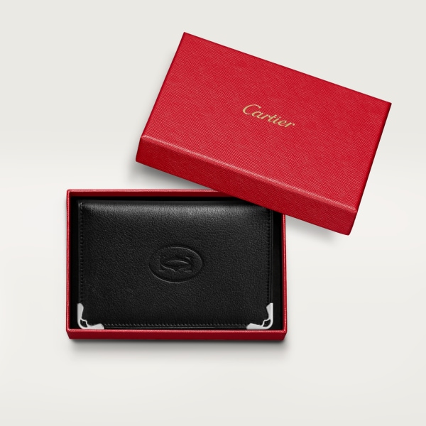 4-Credit Card Holder, Must de Cartier Black calfskin, stainless steel finish