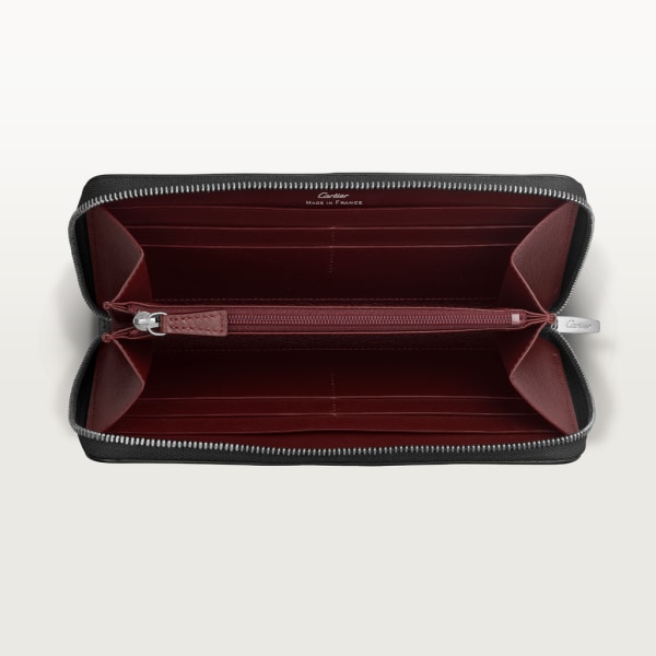 Zipped International Wallet, Must de Cartier Black calfskin, palladium finish