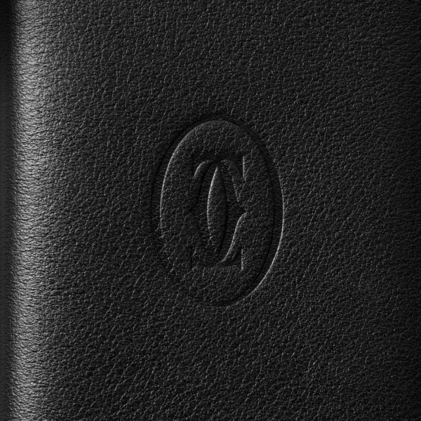 Must de Cartier 4信用卡皮夹 黑色小牛皮，精钢装饰