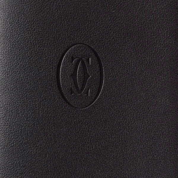 Pocket diary large model, Must de Cartier Black calfskin, palladium finish