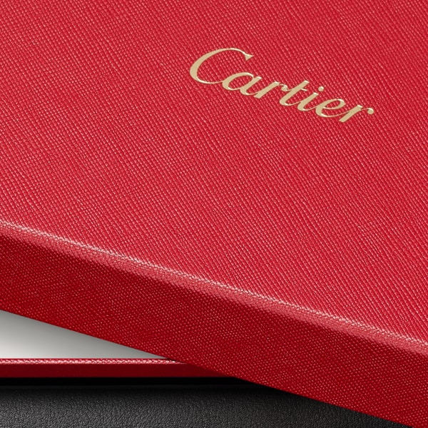 Must de Cartier拉链式通用型皮夹 黑色小牛皮，精钢装饰