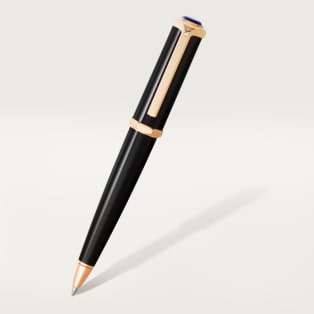 Santos-Dumont ballpoint pen Black composite, rose golden-finish details