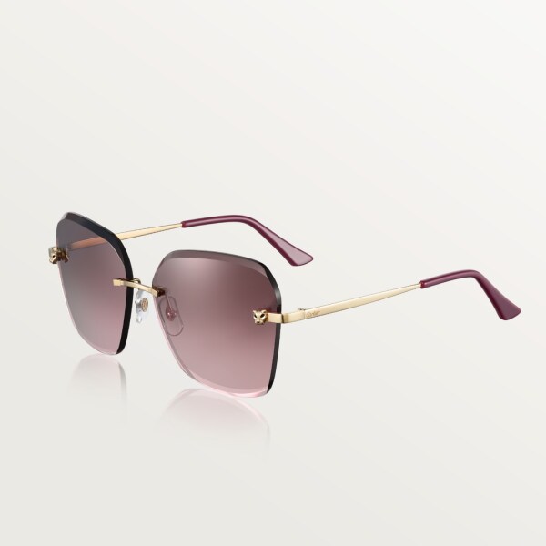 Cresw00373 Panthere De Cartier太阳眼镜 香槟色镀金饰面金属材质 渐变酒红色镜片 Cartier