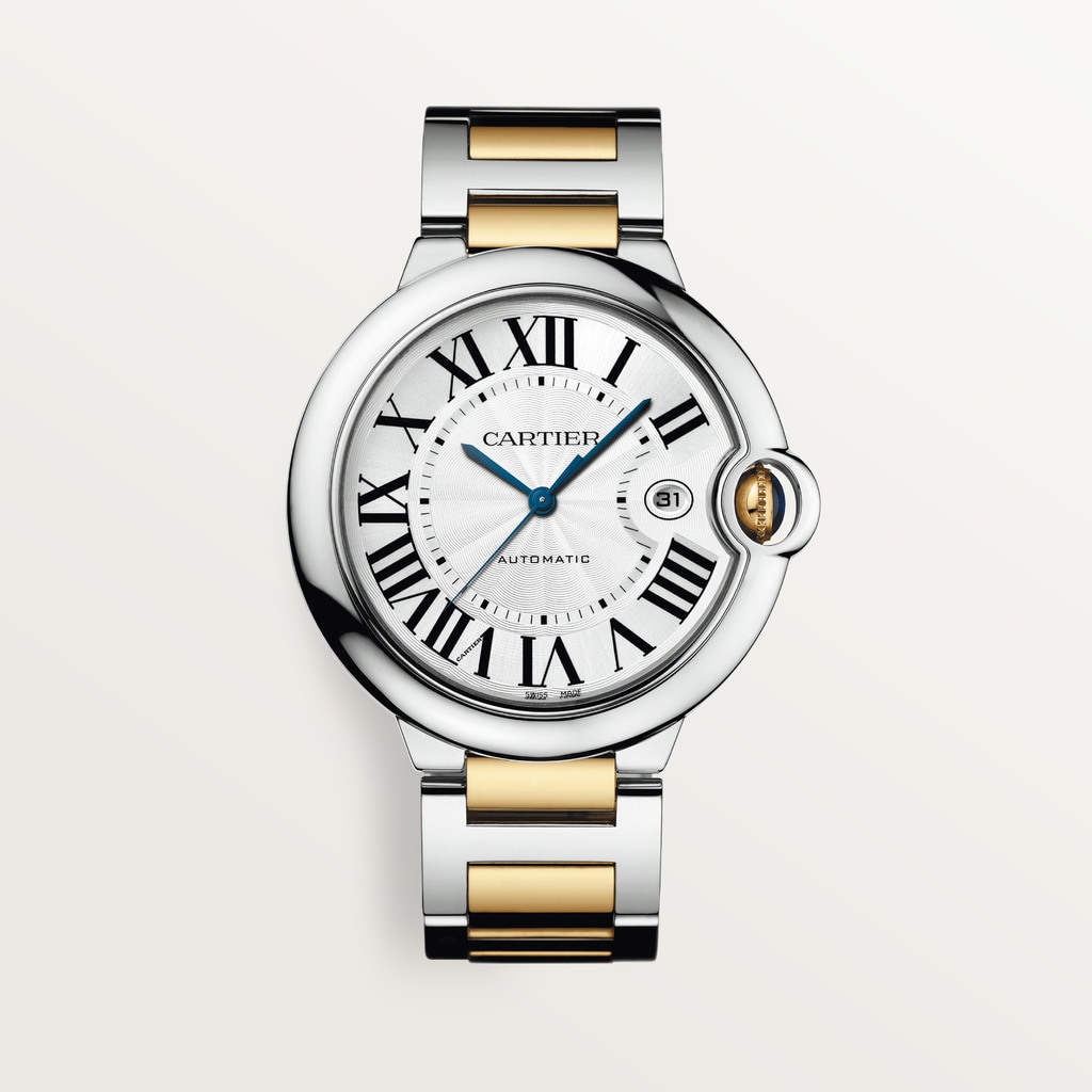 Ballon Bleu de Cartier watch42 mm, mechanical movement with automatic winding, yellow gold, steel