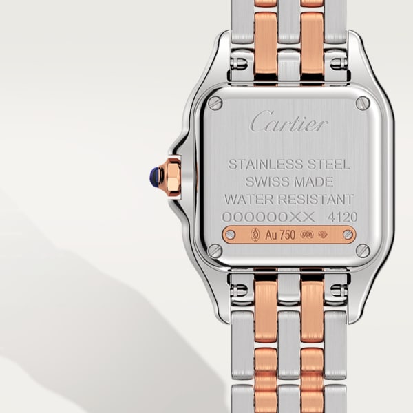 Panthère de Cartier watch Small model, quartz movement, rose gold, steel, diamonds