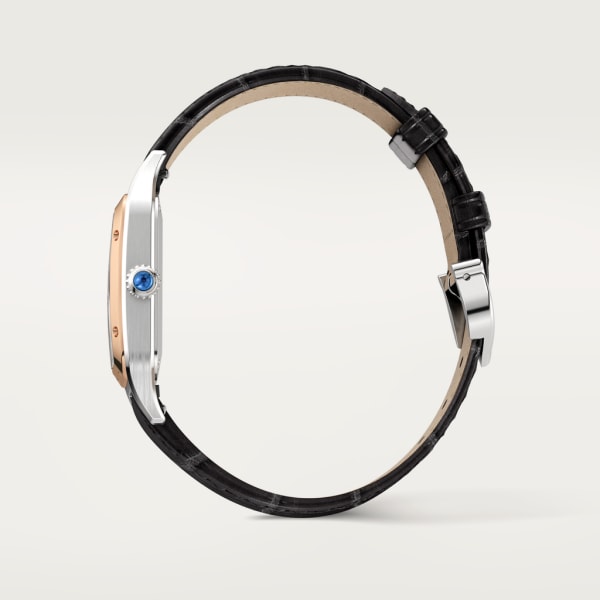 Santos-Dumont watch Small model, quartz movement, rose gold, steel, leather