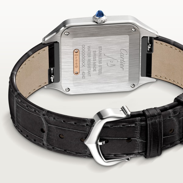 Santos-Dumont watch Small model, quartz movement, rose gold, steel, leather