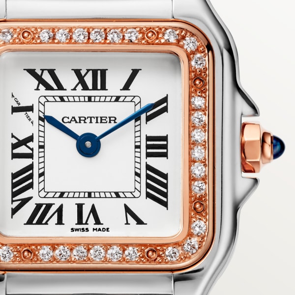 Panthère de Cartier watch Small model, quartz movement, rose gold, steel, diamonds