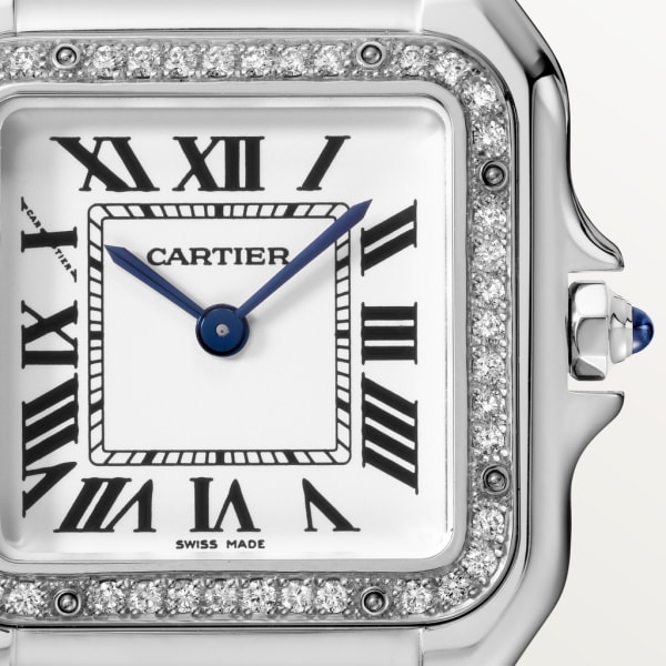 Panthère de Cartier watch Medium model, quartz movement, steel, diamonds