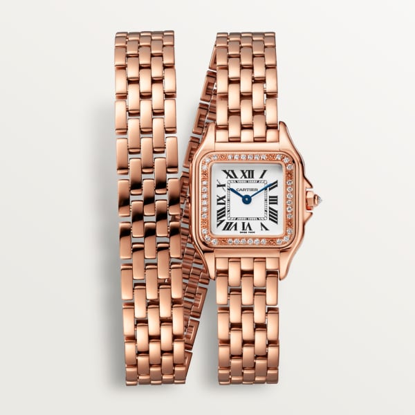 Panthère de Cartier watch Small model, quartz movement, rose gold, diamonds