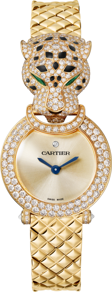 La Panthère de Cartier 腕表23.6毫米，石英机芯，18K黄金，钻石，金属表链