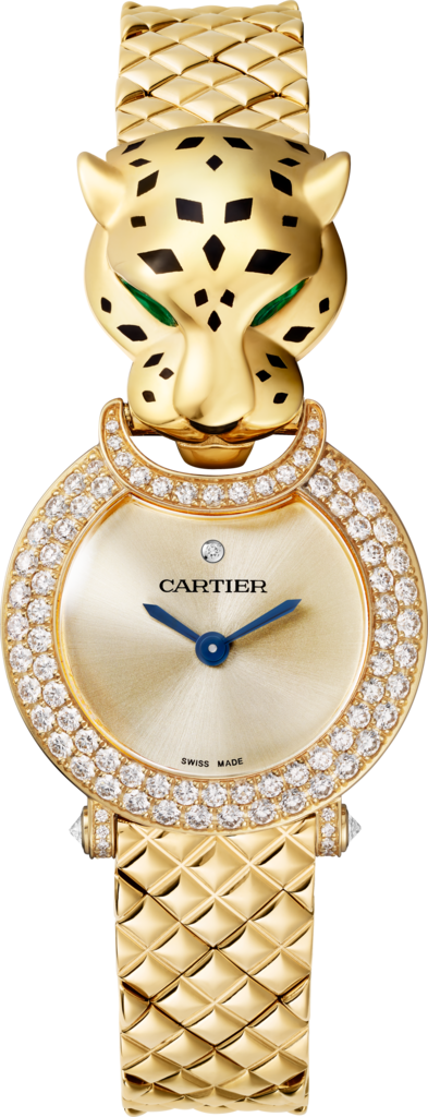 La Panthère de Cartier watch23.6 mm, quartz movement, 18K yellow gold, diamonds, metal bracelet