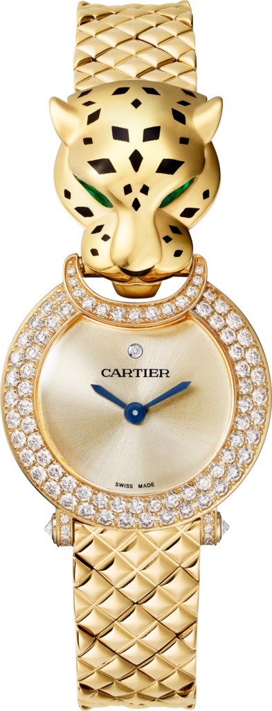 La Panthère de Cartier 腕表23.6毫米，石英机芯，18K黄金，钻石，金属表链