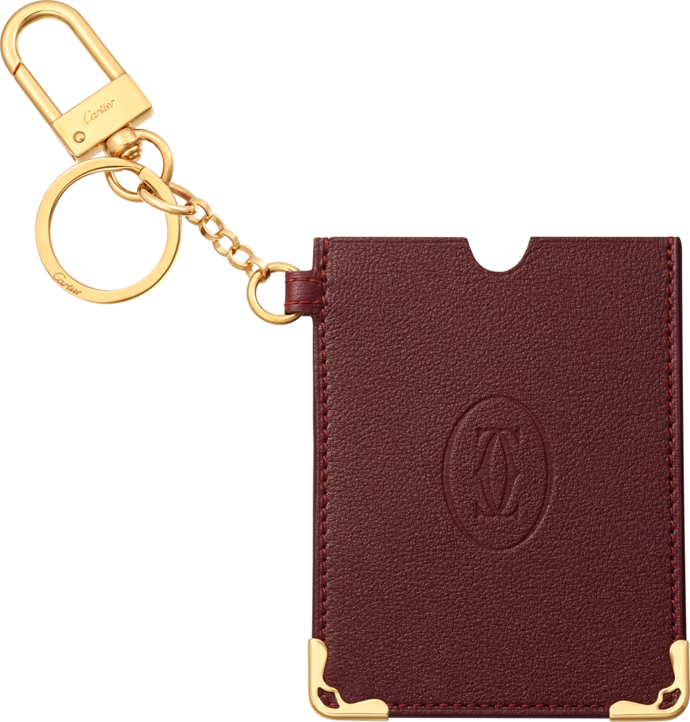 Must de Cartier key ring and card holderBurgundy calfskin, golden finish