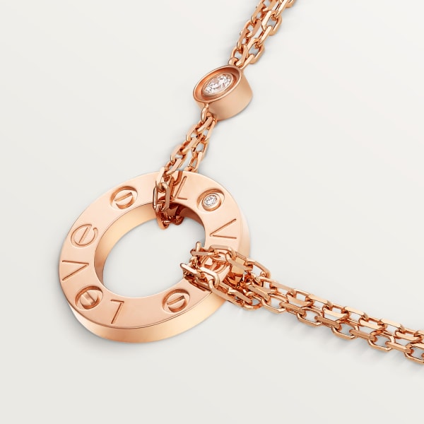 Love necklace, 2 diamonds Rose gold, diamonds.