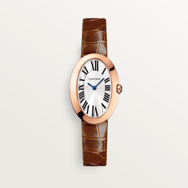 Baignoire watch, small model Small model, quartz movement, rose gold, leather