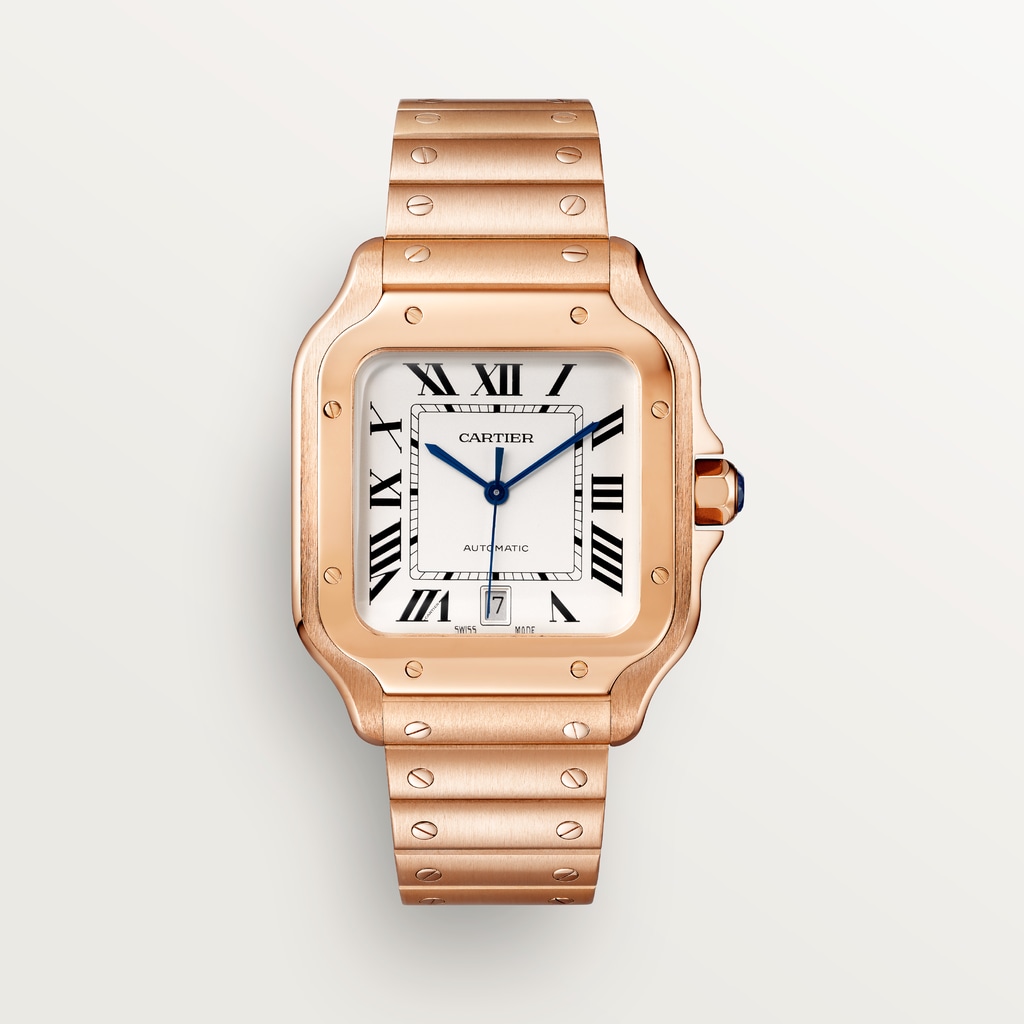 Santos de Cartier watchLarge model, automatic movement, rose gold, interchangeable metal and leather bracelets
