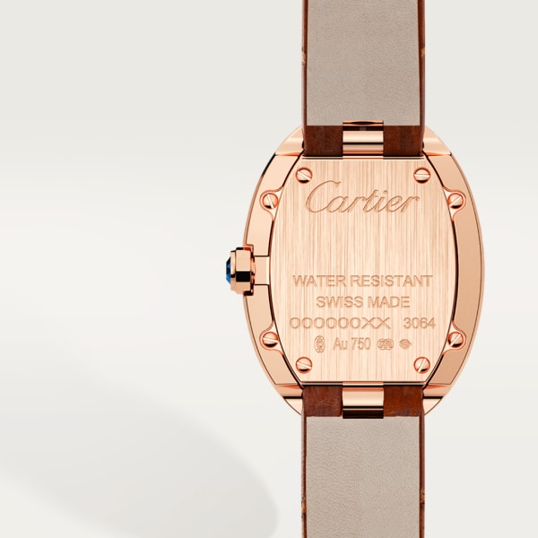 Baignoire watch, small model Small model, quartz movement, rose gold, leather