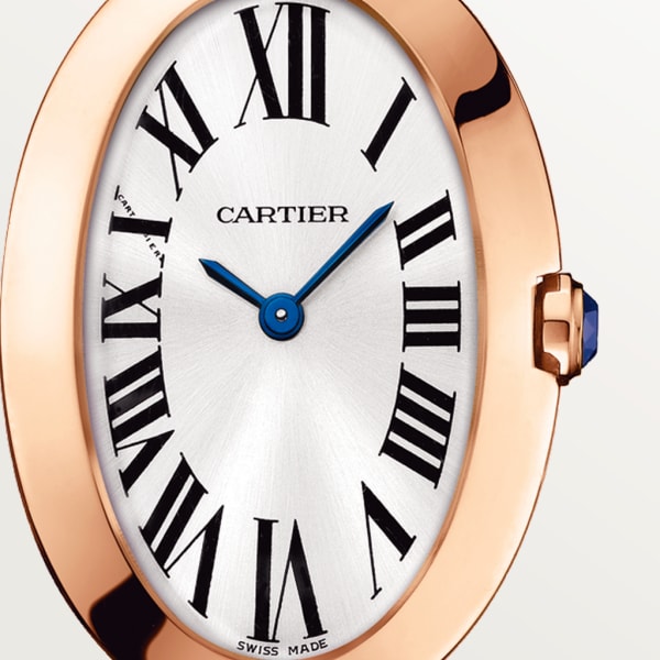 Baignoire watch, small model Small model, quartz movement, rose gold, leather