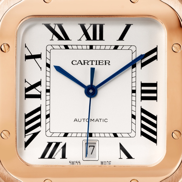 Santos de Cartier腕表 大号表款，自动机芯，18K玫瑰金，可替换式金属表链与皮表带