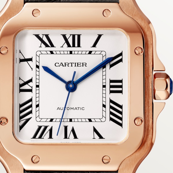 Santos de Cartier腕表 中号表款，自动机芯，18K玫瑰金，两条可替换式皮表带