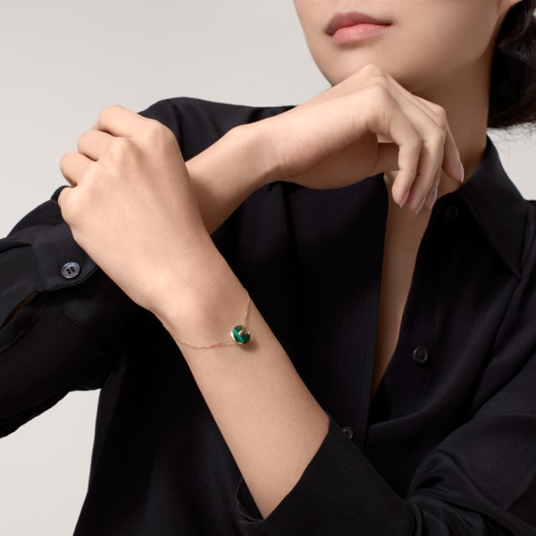 Amulette de Cartier手链，超小号款 玫瑰金，孔雀石，钻石