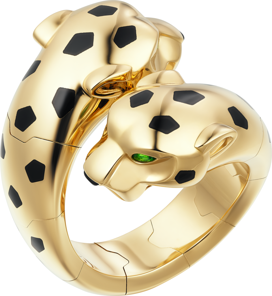 Panthère de Cartier戒指黄金，缟玛瑙，亮漆，沙弗莱石榴石