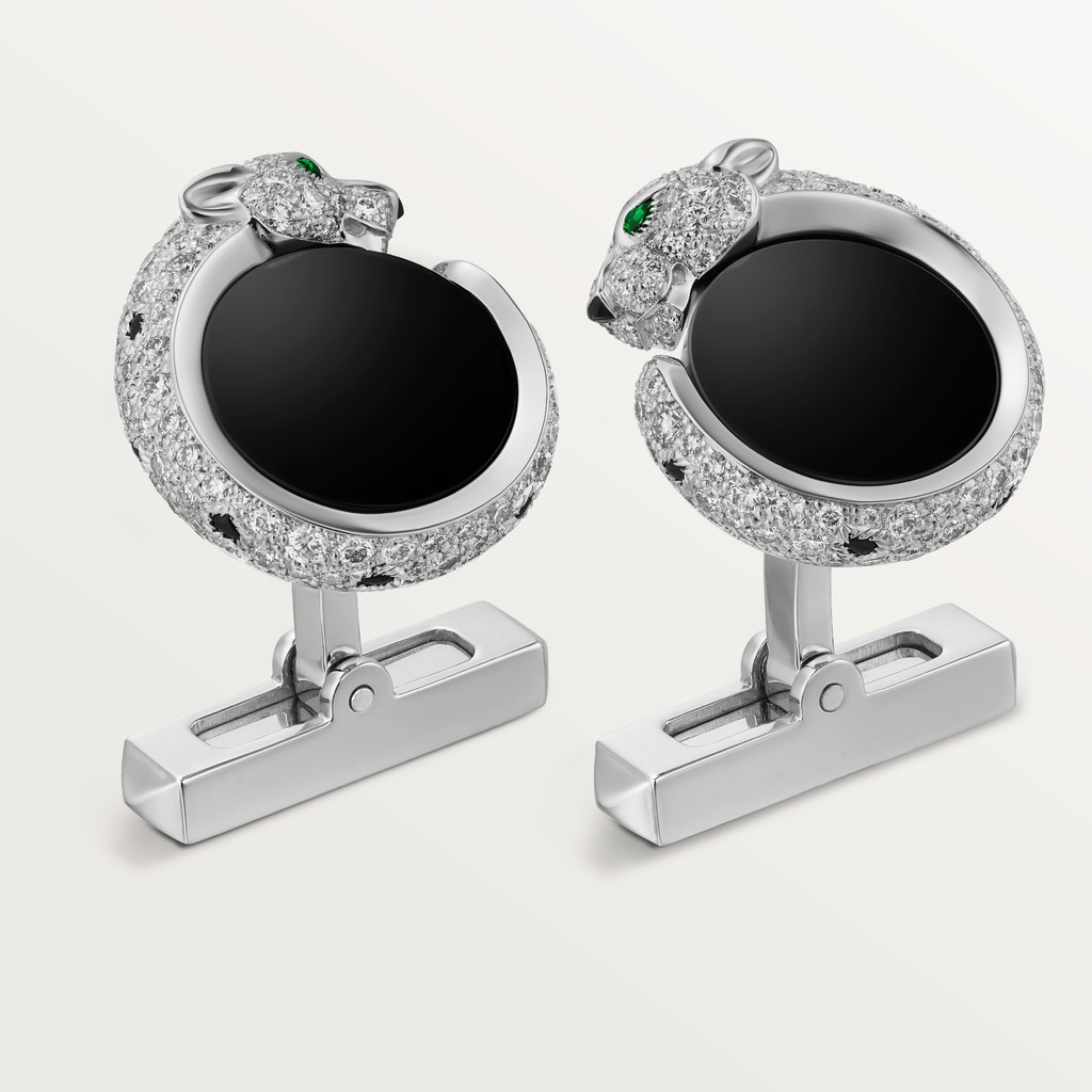Panthère de Cartier cufflinksRhodium-finish white gold, diamonds, emeralds, onyx
