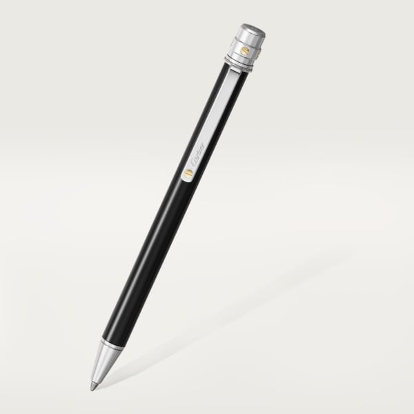 Santos de Cartier ballpoint pen Small model, black lacquer, palladium and gold finishes