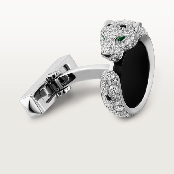 Panthère de Cartier cufflinks Rhodium-finish white gold, diamonds, emeralds, onyx