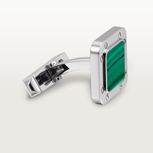 Santos de Cartier cufflinks Sterling silver, palladium finish and malachite