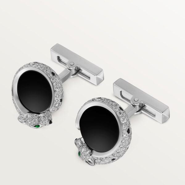 Panthère de Cartier cufflinks Rhodium-finish white gold, diamonds, emeralds, onyx