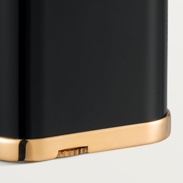 Oval lighter with guilloché motif Black composite, rose-gold finish