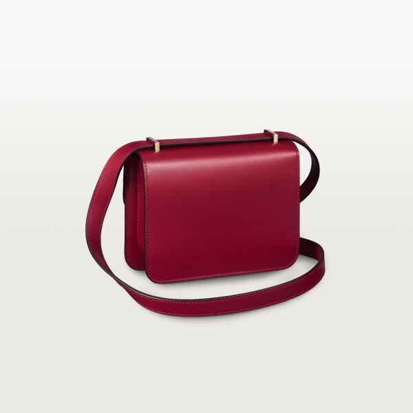 Shoulder Bag, Nano, Double C de Cartier Cherry red calfskin, gold and cherry red enamel finish