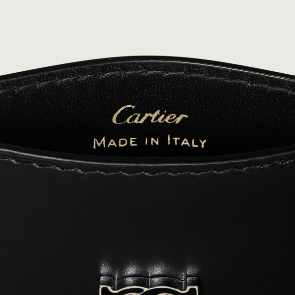 C de Cartier单卡片夹 黑色小牛皮，金色和黑色珐琅饰面