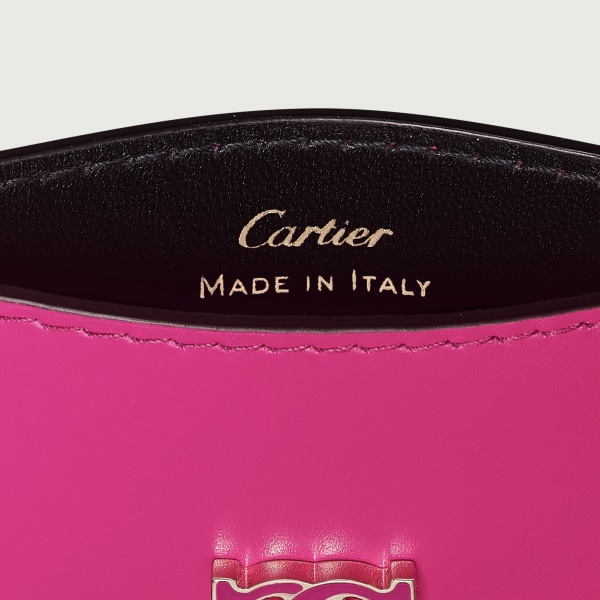 C de Cartier单卡片夹 紫粉色小牛皮，金色与紫粉色珐琅饰面