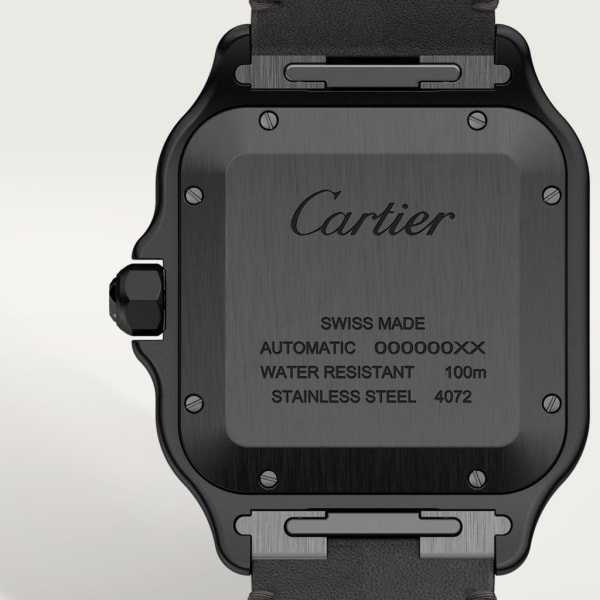 Santos de Cartier腕表 大号表款，自动机芯，精钢，ADLC碳镀层（非晶体类金刚石碳镀层），可替换式橡胶表带和皮表带