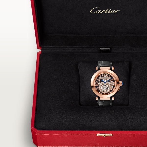Pasha de Cartier腕表 41毫米表款，手动上链机械机芯，18K玫瑰金，两条可替换式皮表带